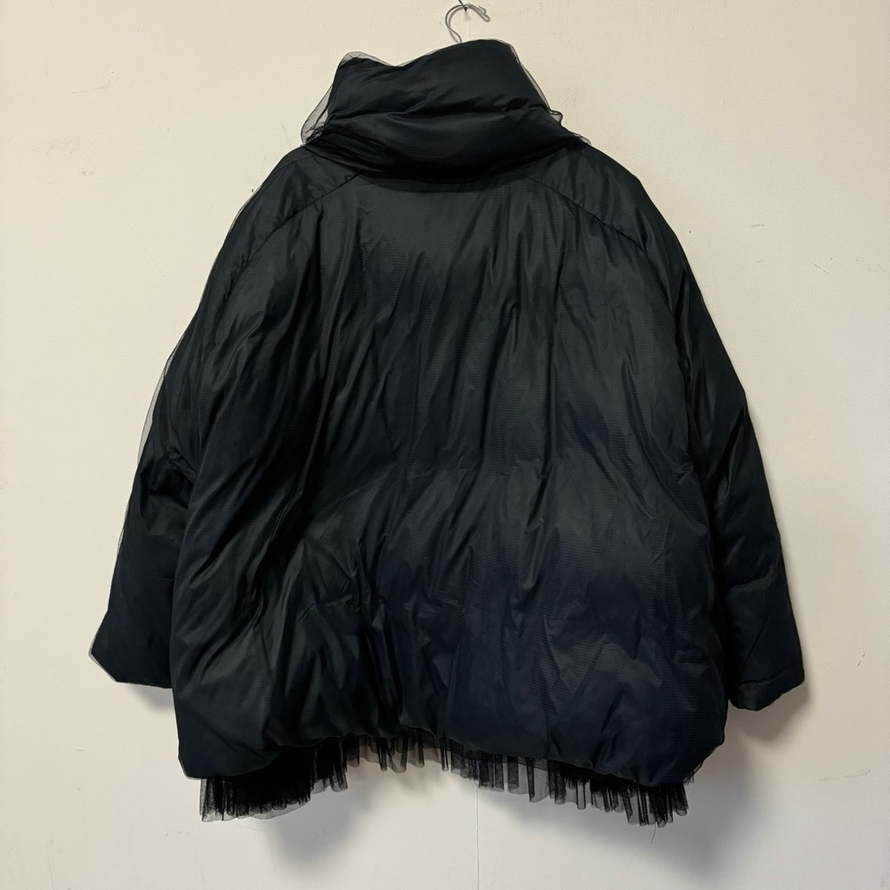 Rundholz Black Label Tulle Overlay Down Jacket Navy Oversized Puffer Coat Medium - Picture 8 of 15